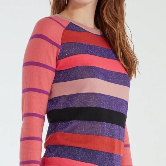 NWt Replica Los Angeles Super Stripe Rose Cotton Cashmere Multi Sweater Sz M - Picture 6 of 11